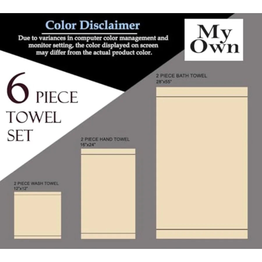 Ultra Soft Bamboo Towel Set Six-Piece Bath Hand Washcloths