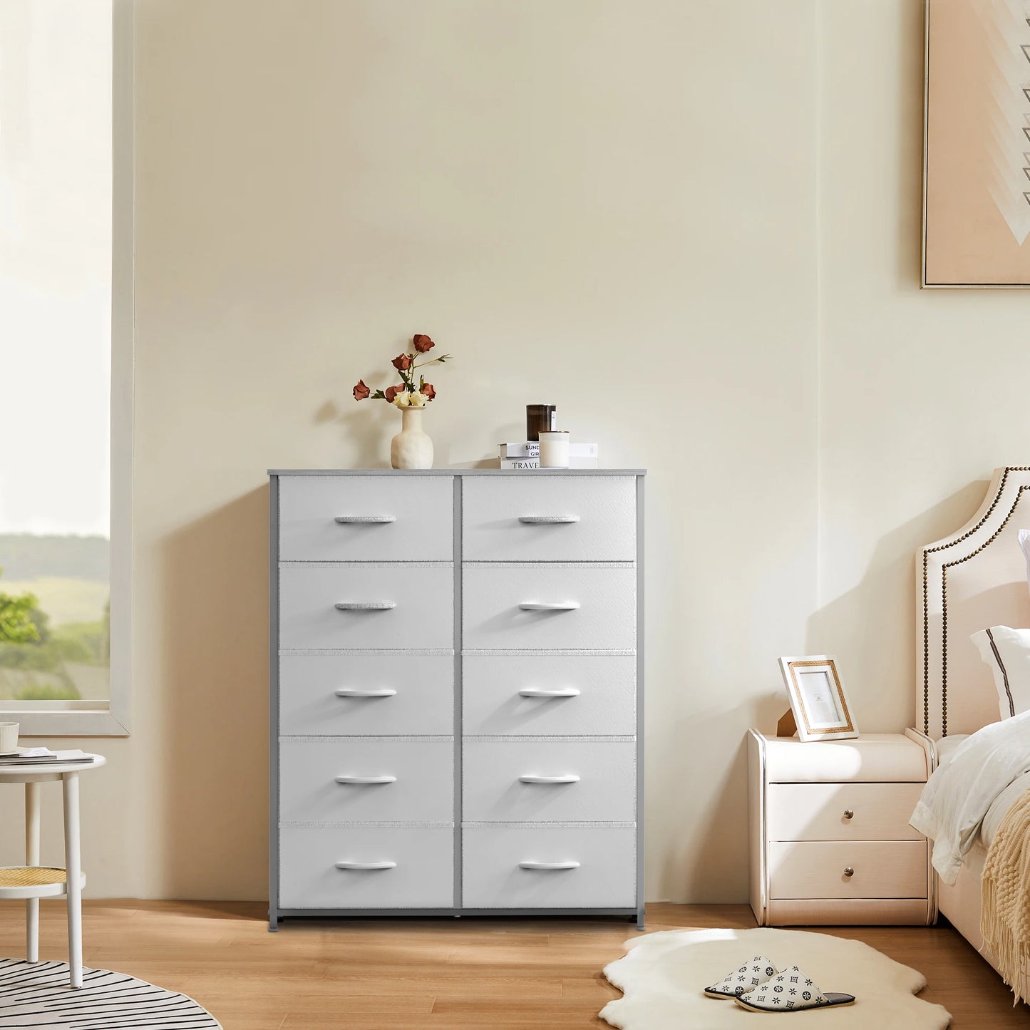 JHK Modern Wardrobe Chest With Fabric Drawers For Bedroom Storage