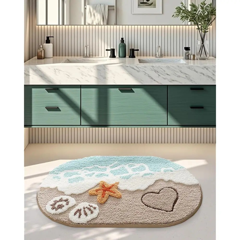 ZUIDID Ocean Starfish Bath Rug Set Non Slip Beach Mats