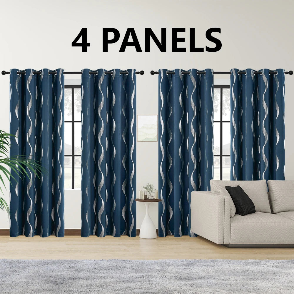 4 Piece Blackout Curtains With Grommet Thermal Insulated Bedroom
