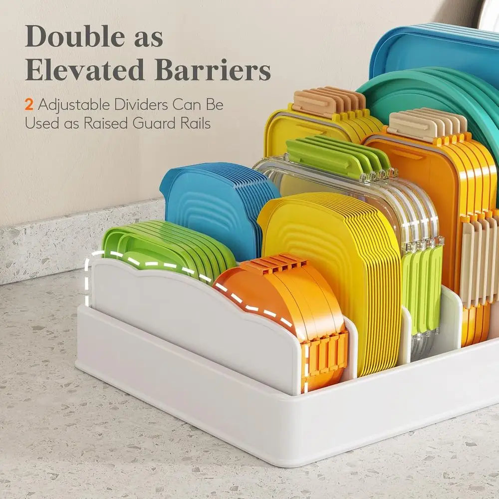 Kitchen Cabinet Organizer With 6 Adjustable Dividers And 7 Sections