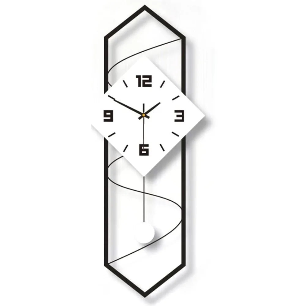 Silent Quartz Metal Wall Clock With Pendulum And Hook