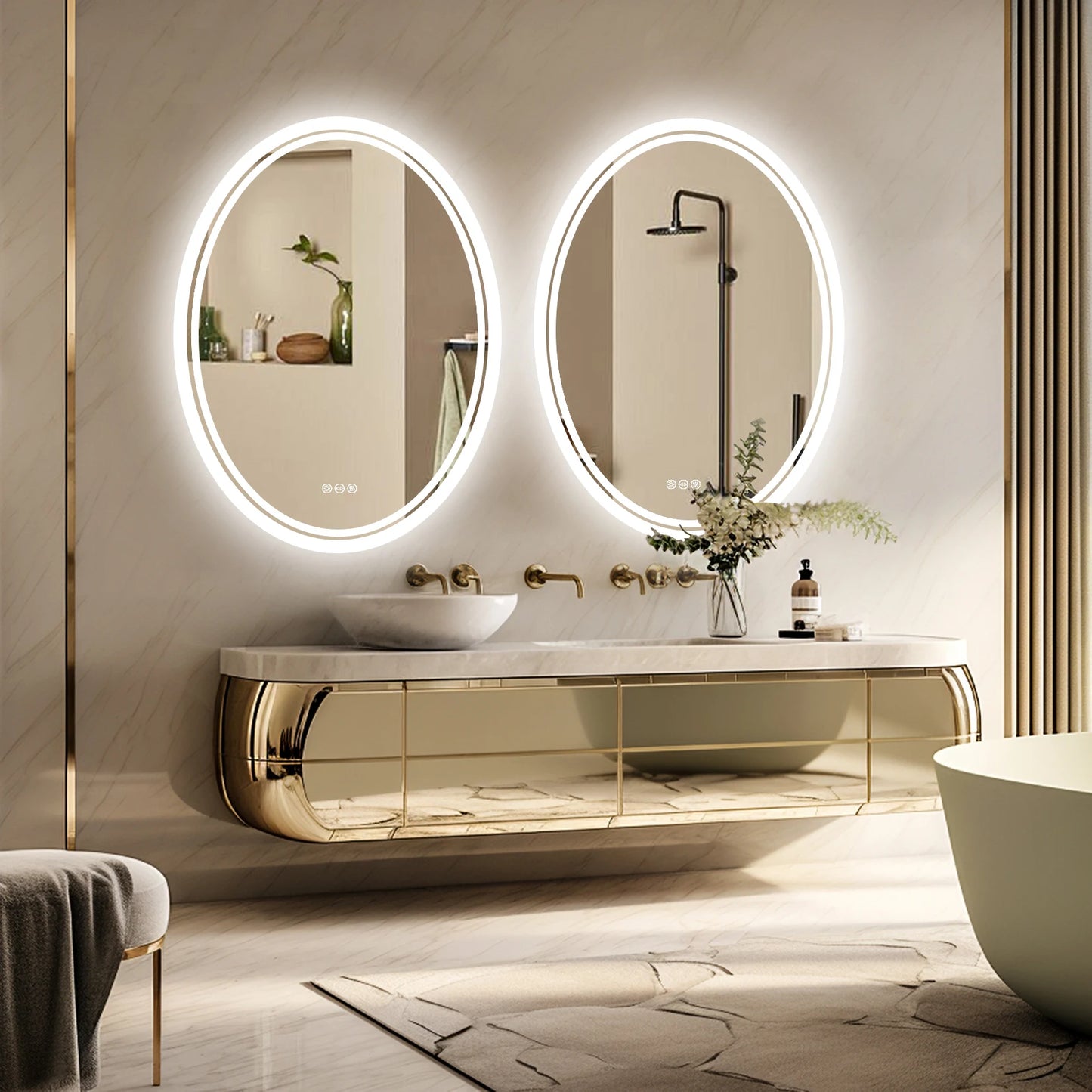 LED Backlit Round Vanity Mirror With Dimmable Lights Anti Fog