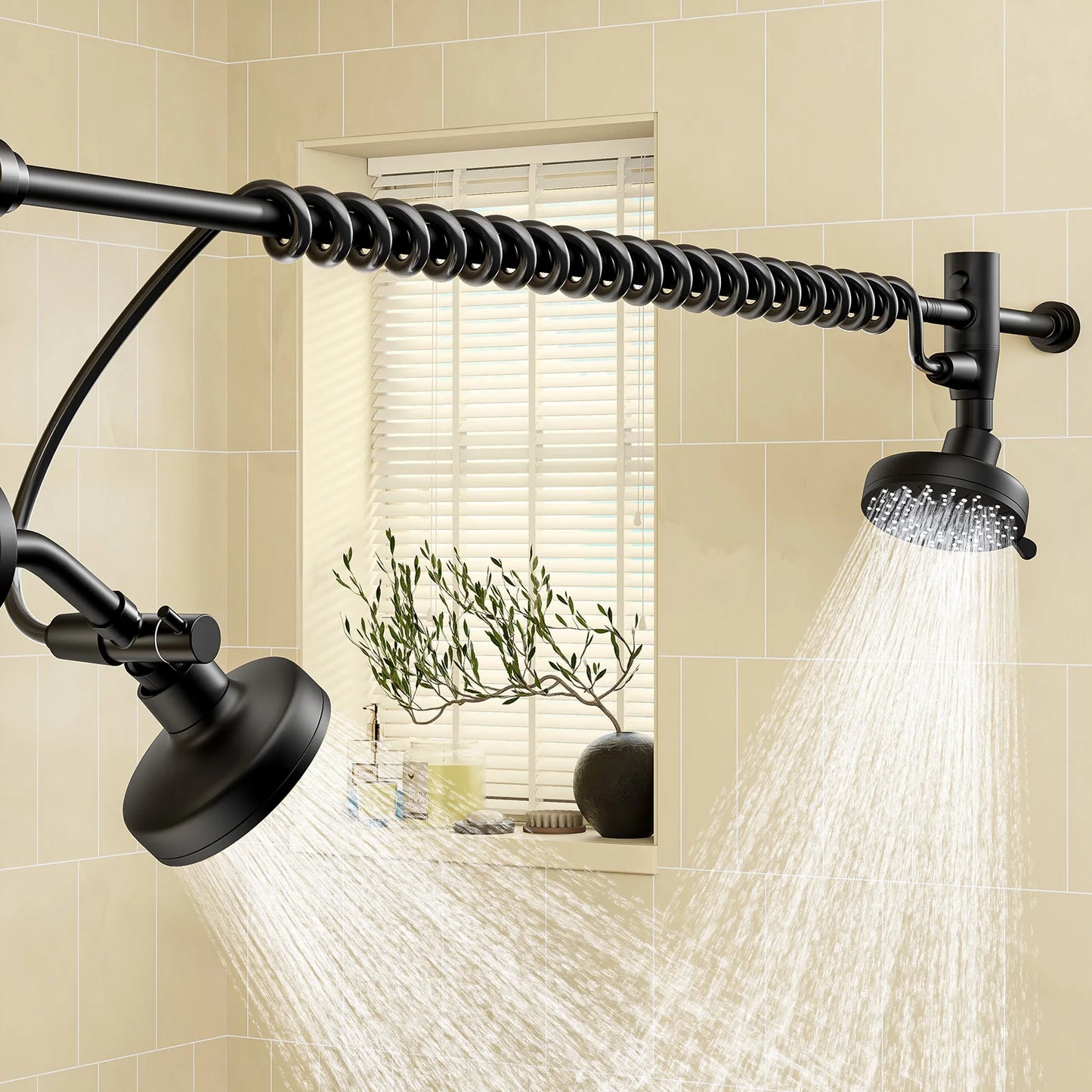 Dual Shower Head For Couples With Adjustable Slider High Pressure