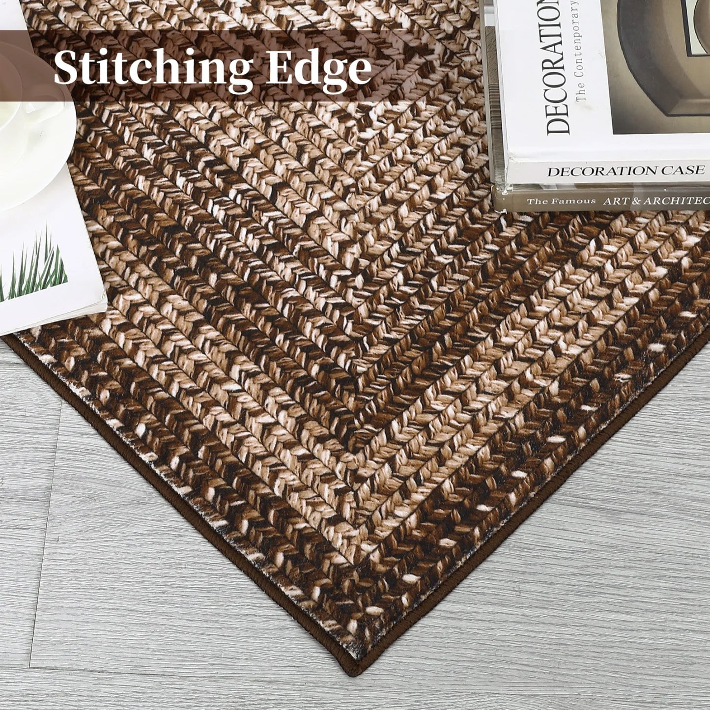 HiMISS Washable Braided Area Rug Non Slip Living Room Carpet