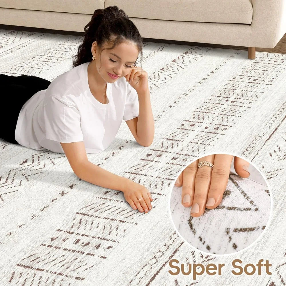 Soft Bohemian Moroccan Style Rug For Living Rooms And Bedrooms