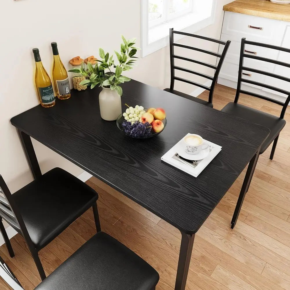 Modern 5-Piece Dining Table Set With 4 Cushioned Chairs