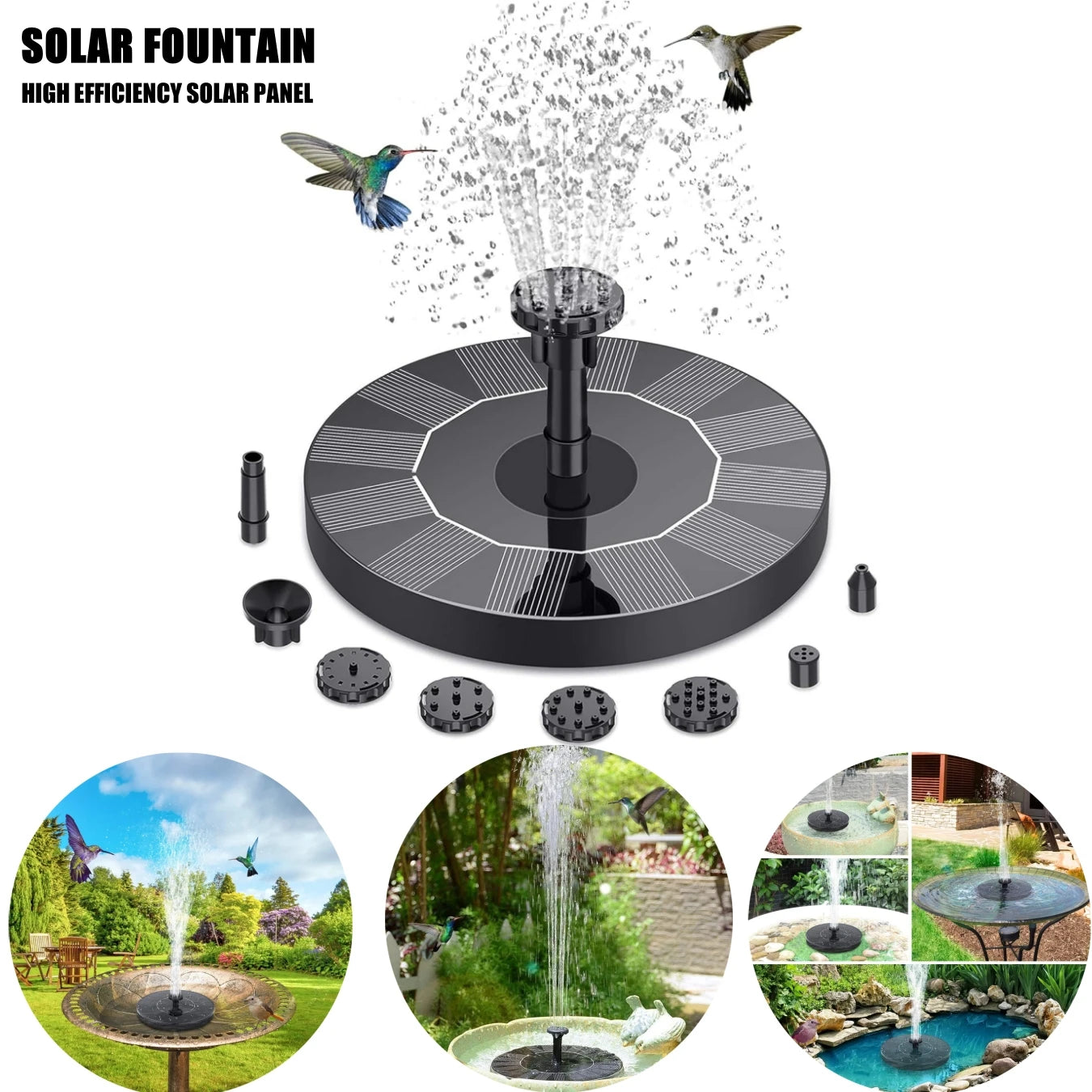 Mini Solar Water Fountain Outdoor Pond Bird Bath Solar Powered