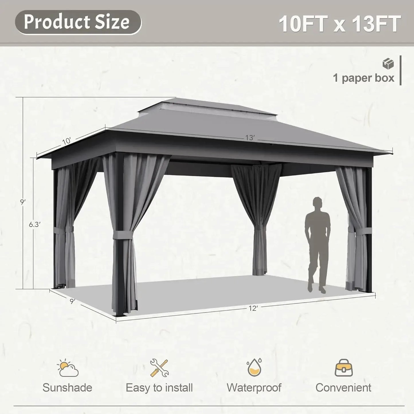 Outdoor Gazebo Canopy With Metal Frame Mosquito Net