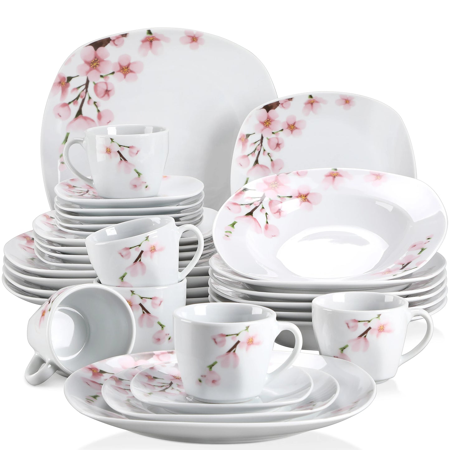 MALACASA 30-Piece Porcelain Dinnerware Set Service for 6