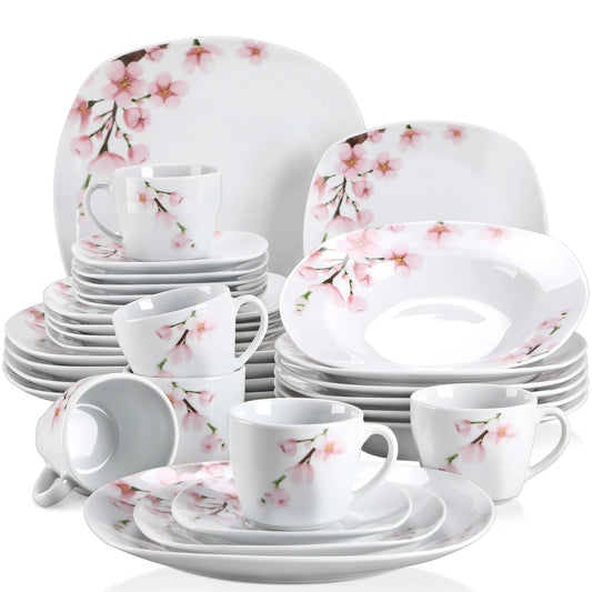 MALACASA 30-Piece Porcelain Dinnerware Set Service for 6