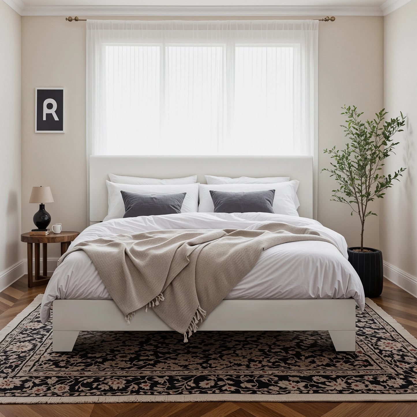 HOOMIC Upholstered Bed Frame With Adjustable Headboard Noise Free
