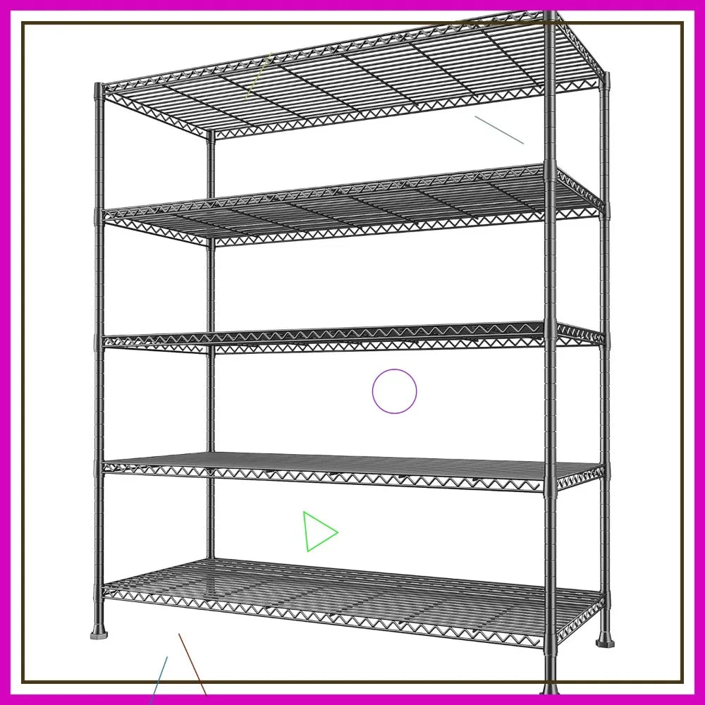 5-Tier Adjustable Metal Shelving Unit Heavy Duty Wire Rack