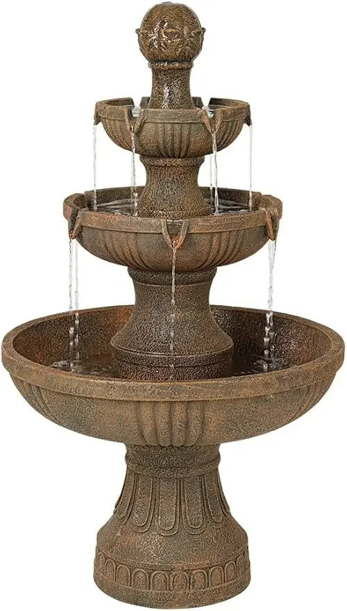 Rustic Outdoor Three Tier Floor Fountain For Garden And Lawn