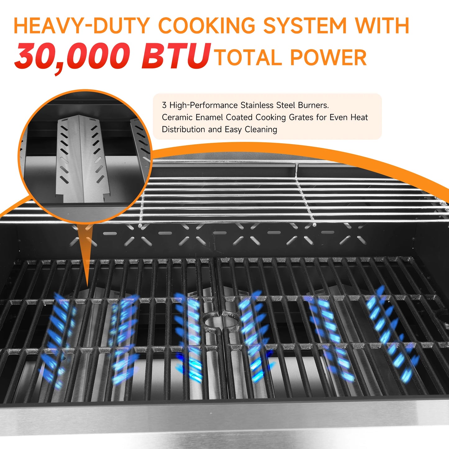 3-Burner Propane Gas Grill With Warming Rack And Wheels