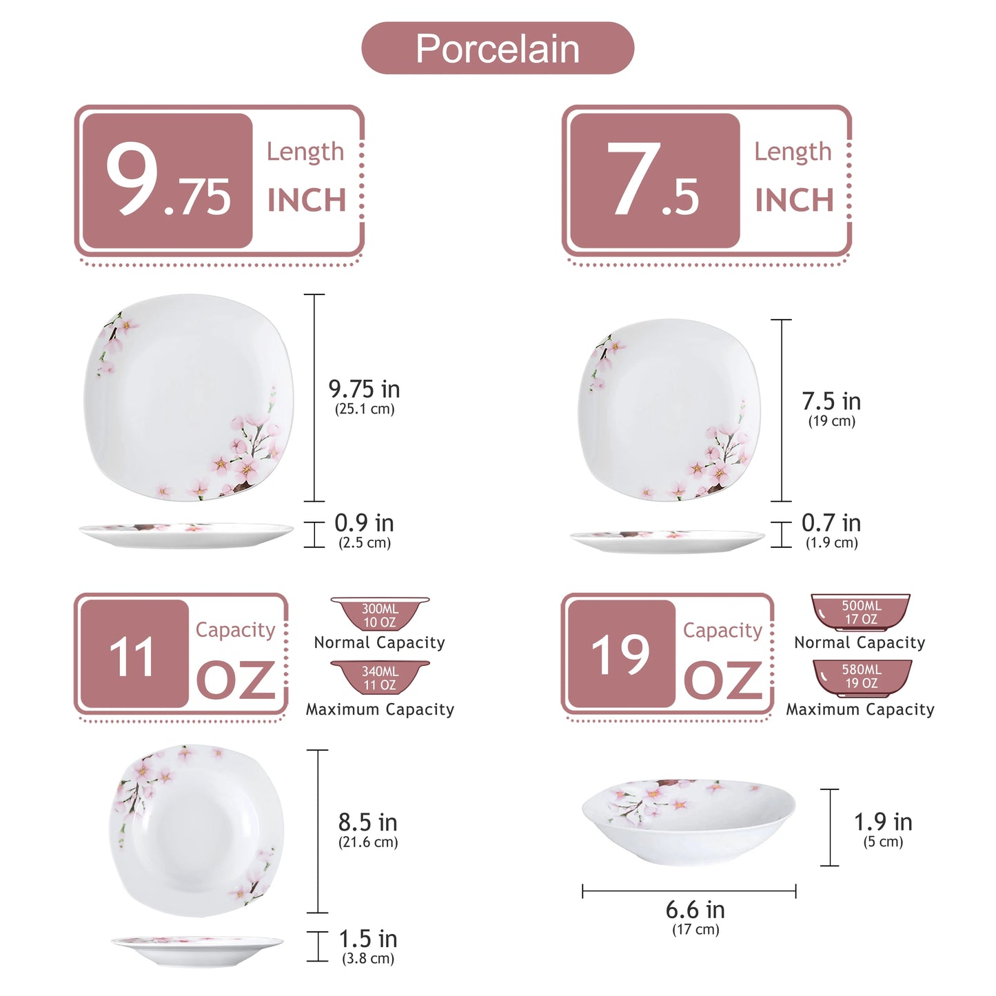 MALACASA 30-Piece Porcelain Dinnerware Set Service for 6