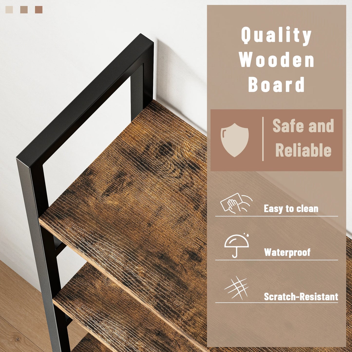Triple 5 Tier Bookshelf, Large Wooden Bookcase with 17 Open Display Shelves, Modern Tree Book Shelf Metal Frame Tall Bookshelves