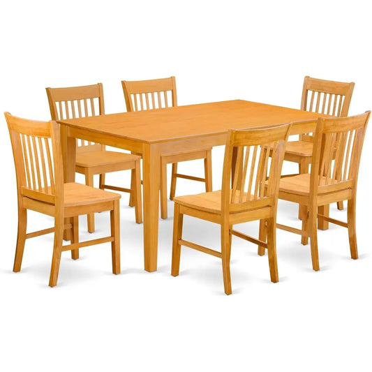 Oak Dining Table Set With Six Chairs Premium Solid Wood