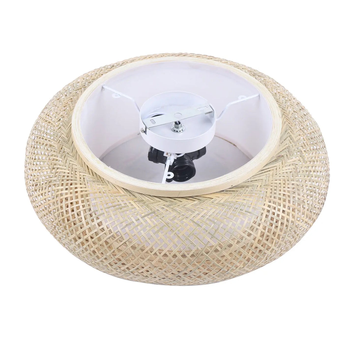 Flush Mount Bamboo Shade Ceiling Light Fixture Pendant Lamp