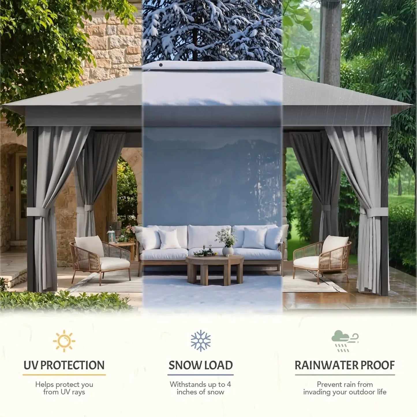 Outdoor Gazebo Canopy With Metal Frame Mosquito Net