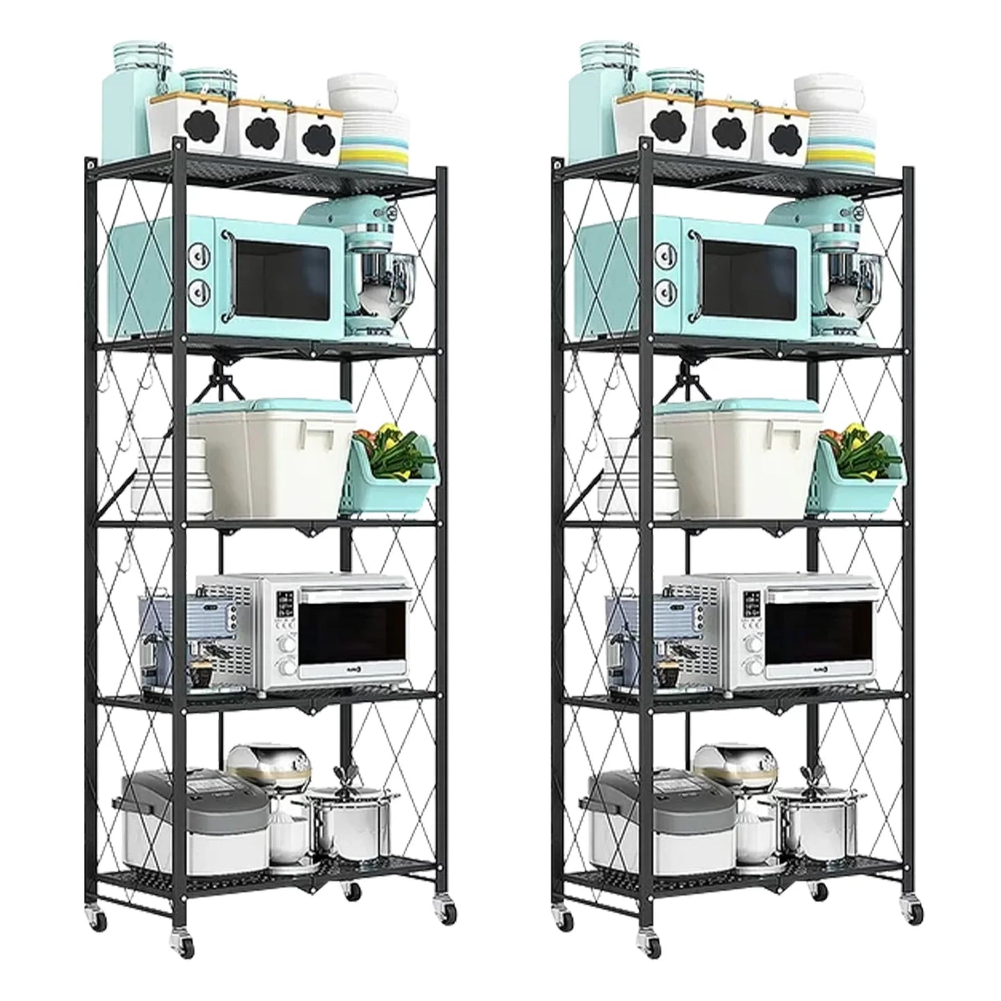 Storage Shelving 5 Tier With Wheel Unit Metal Shelf