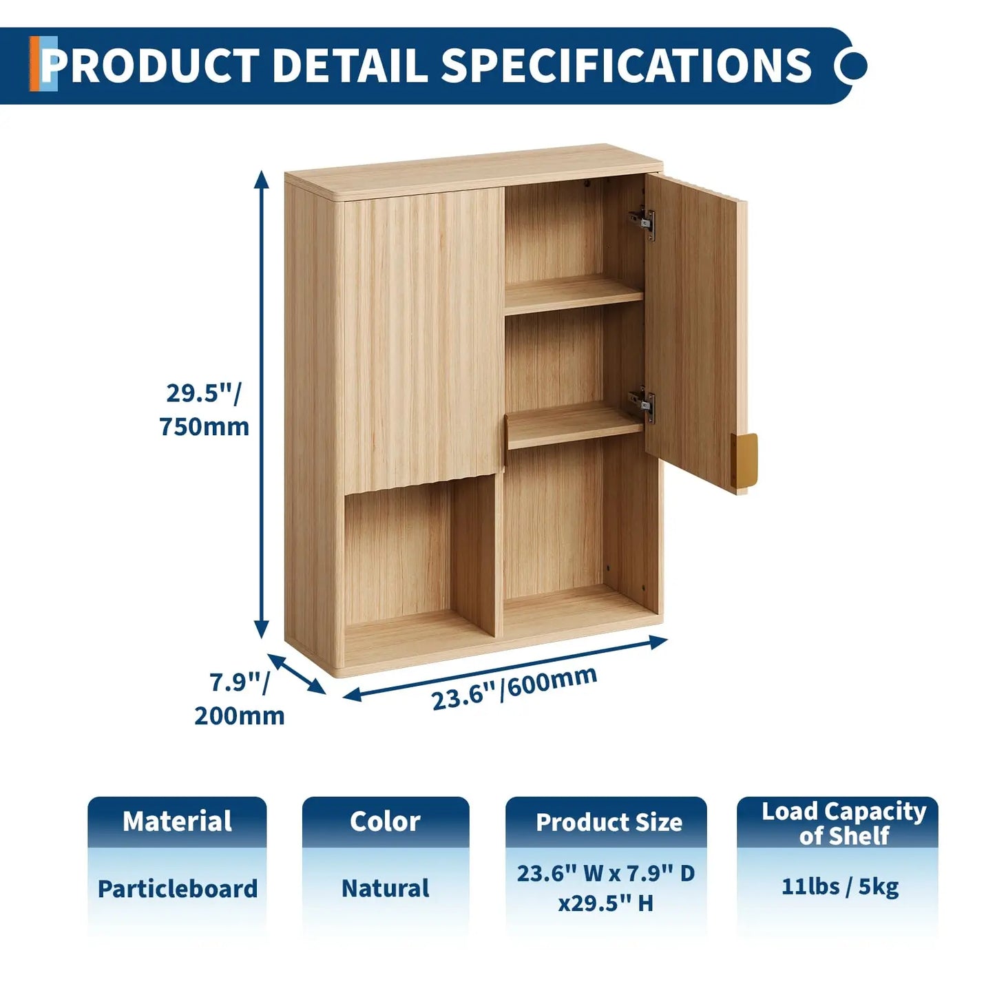 HiMISS Fluted Wall Mount Medicine Cabinet With Adjustable Shelves