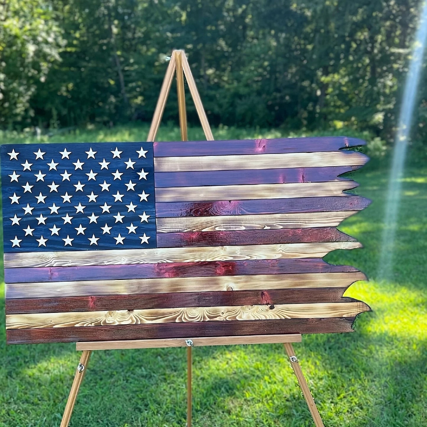 American Wavy Flag Wooden Decoration For Home, Cafes, Restaurants, Bars