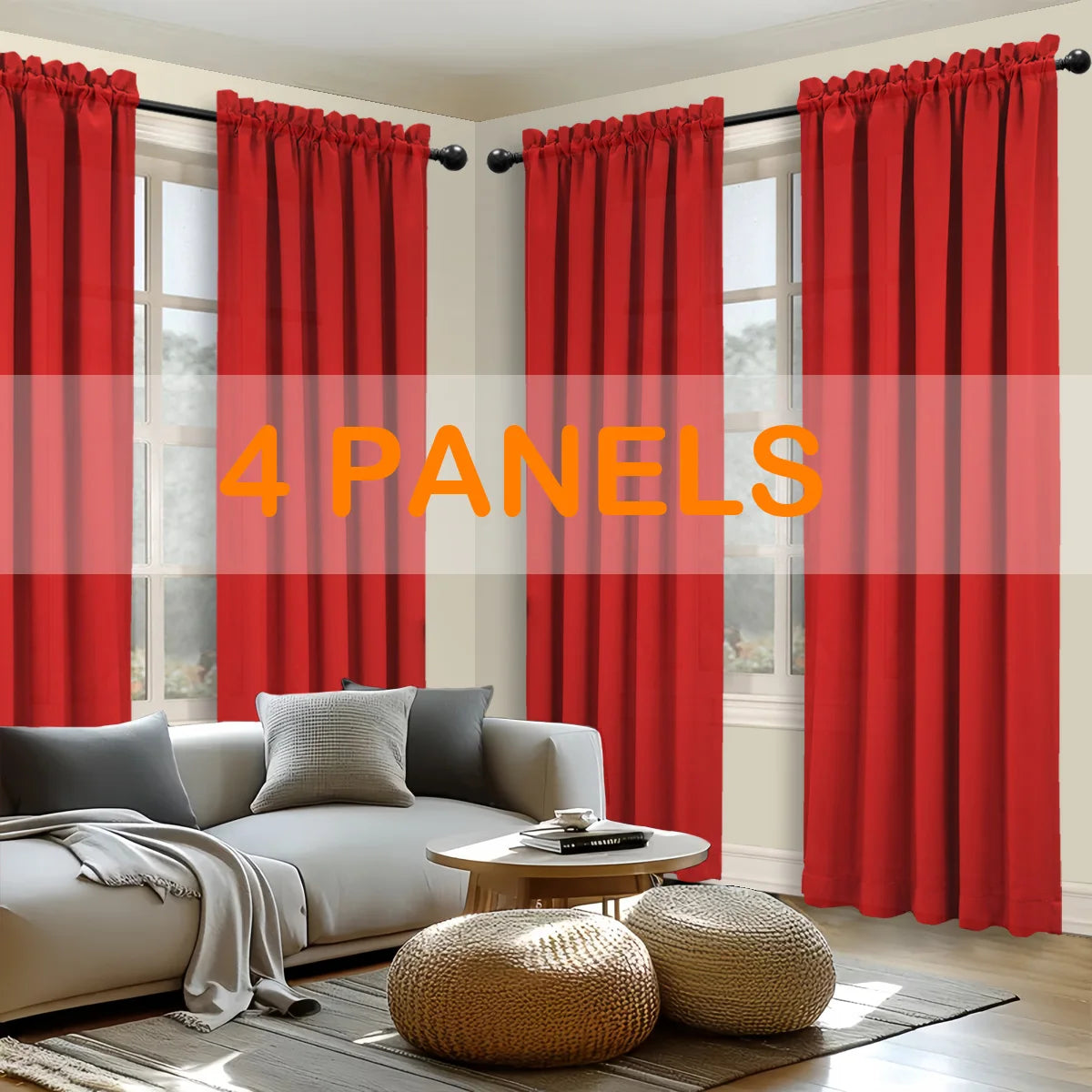 Sabalonica Light Filtering Curtains 4 Pack Fade Resistant Rod Pocket