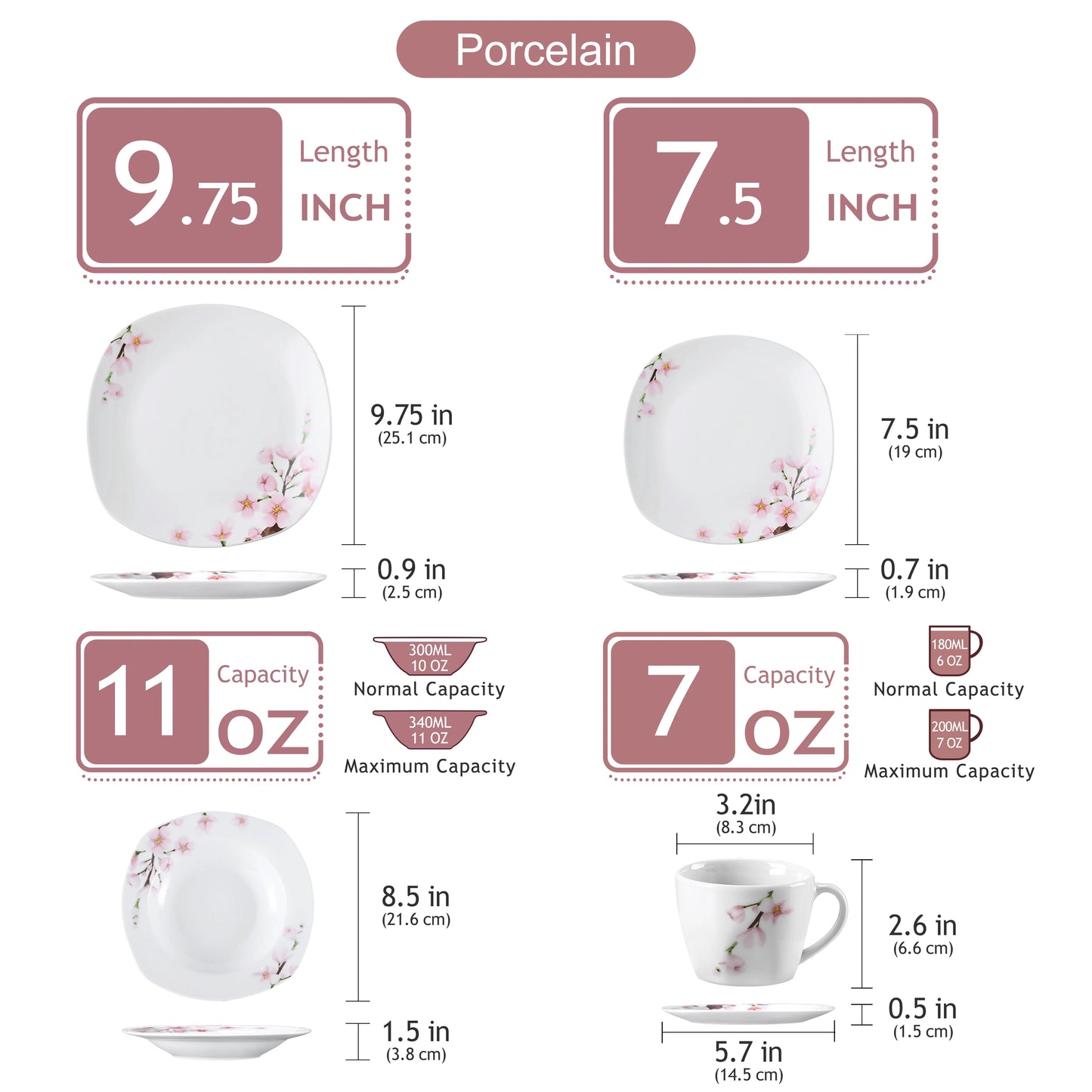 MALACASA 30-Piece Porcelain Dinnerware Set Service for 6