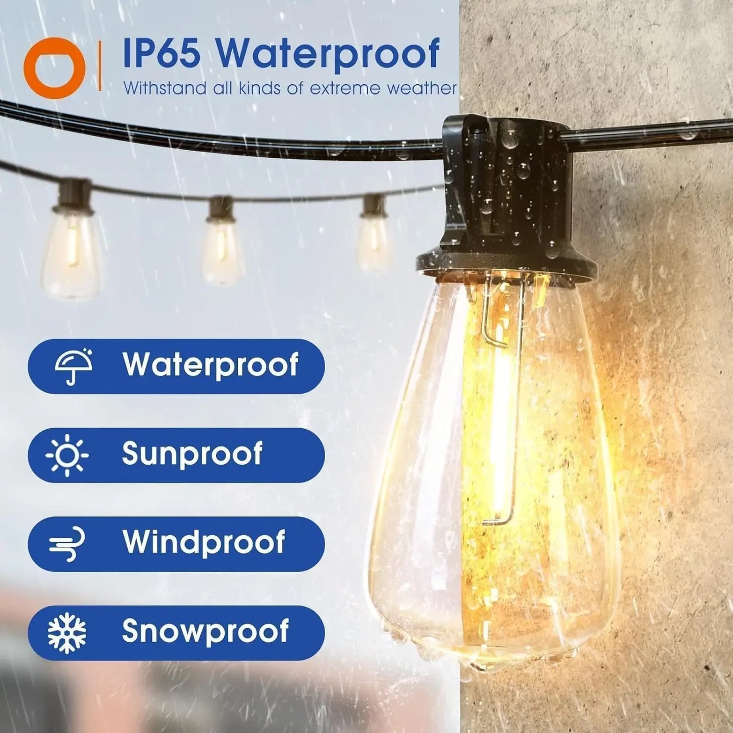 MIMIRGB LED Outdoor String Lights Dimmable Waterproof Bulbs Shatterproof