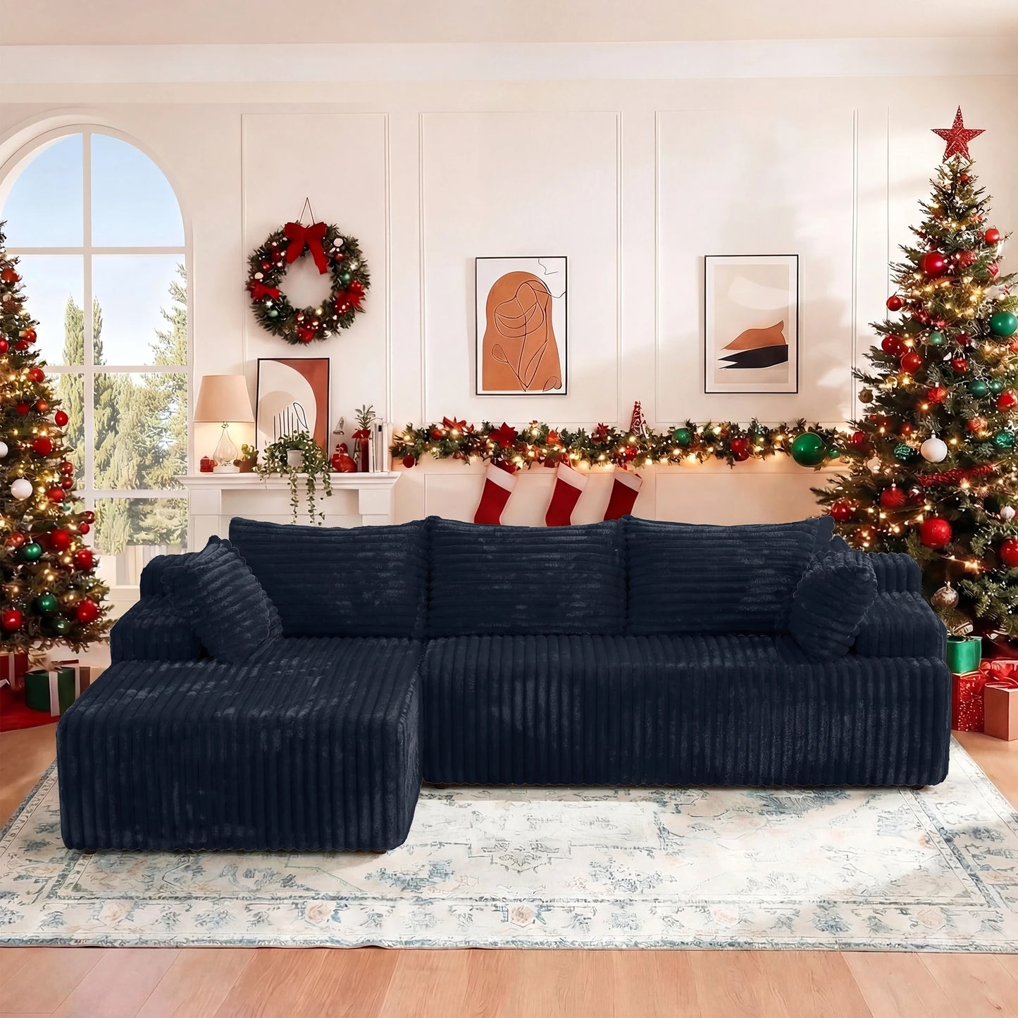Redlife L Shape Corduroy Sectional Sofa Cloud Like Couch
