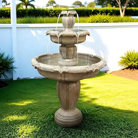 Modern Concrete Outdoor Water Fountain Three Tier With Electric Pump