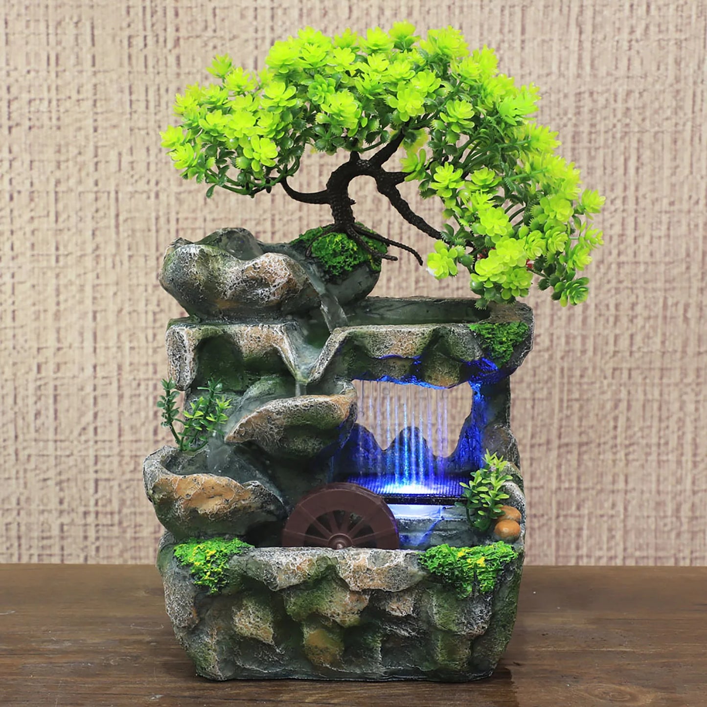 Indoor Water Fountain With LED Lights Zen Decor Desktop