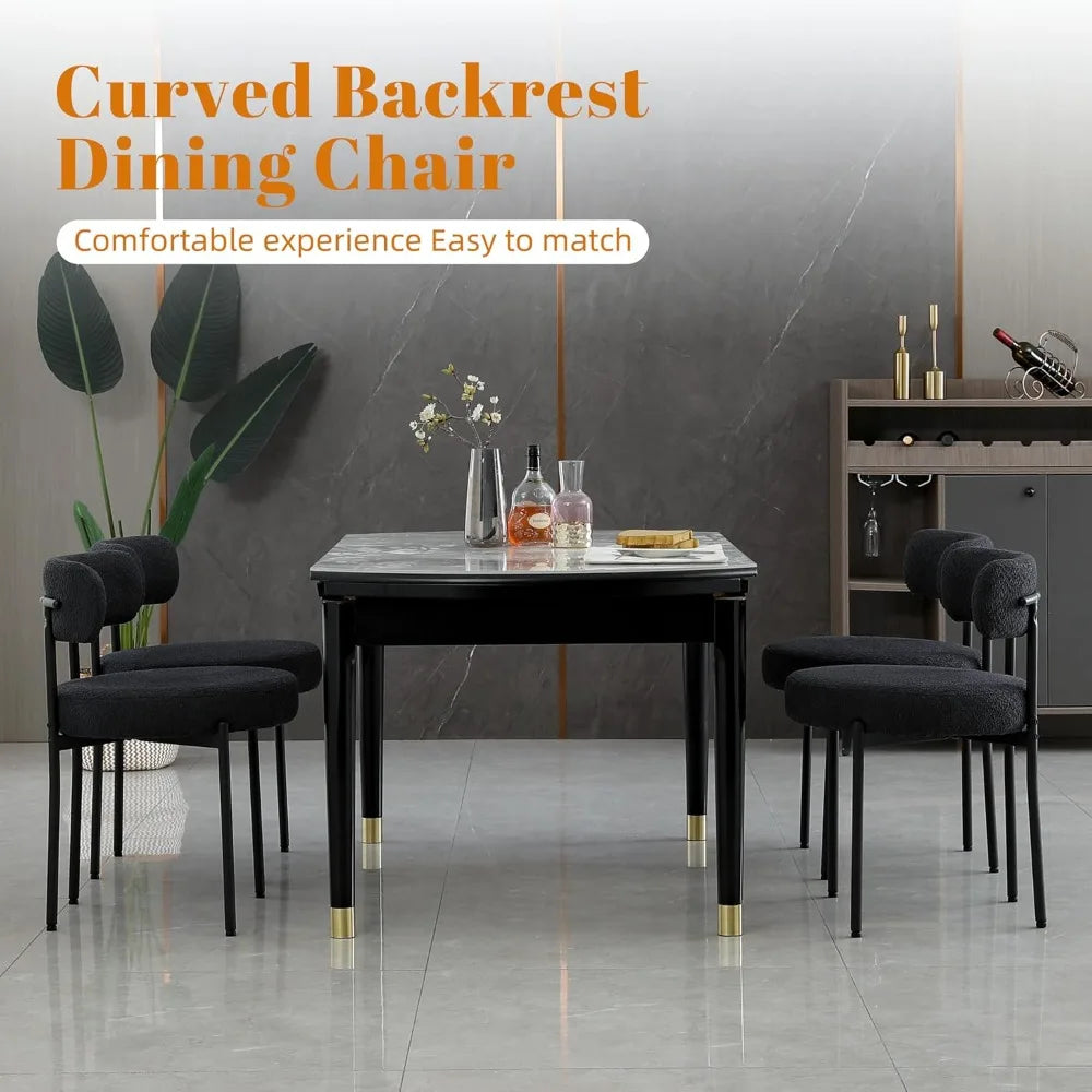 MOYU Boucle Dining Chairs Set of 4 Modern Upholstered