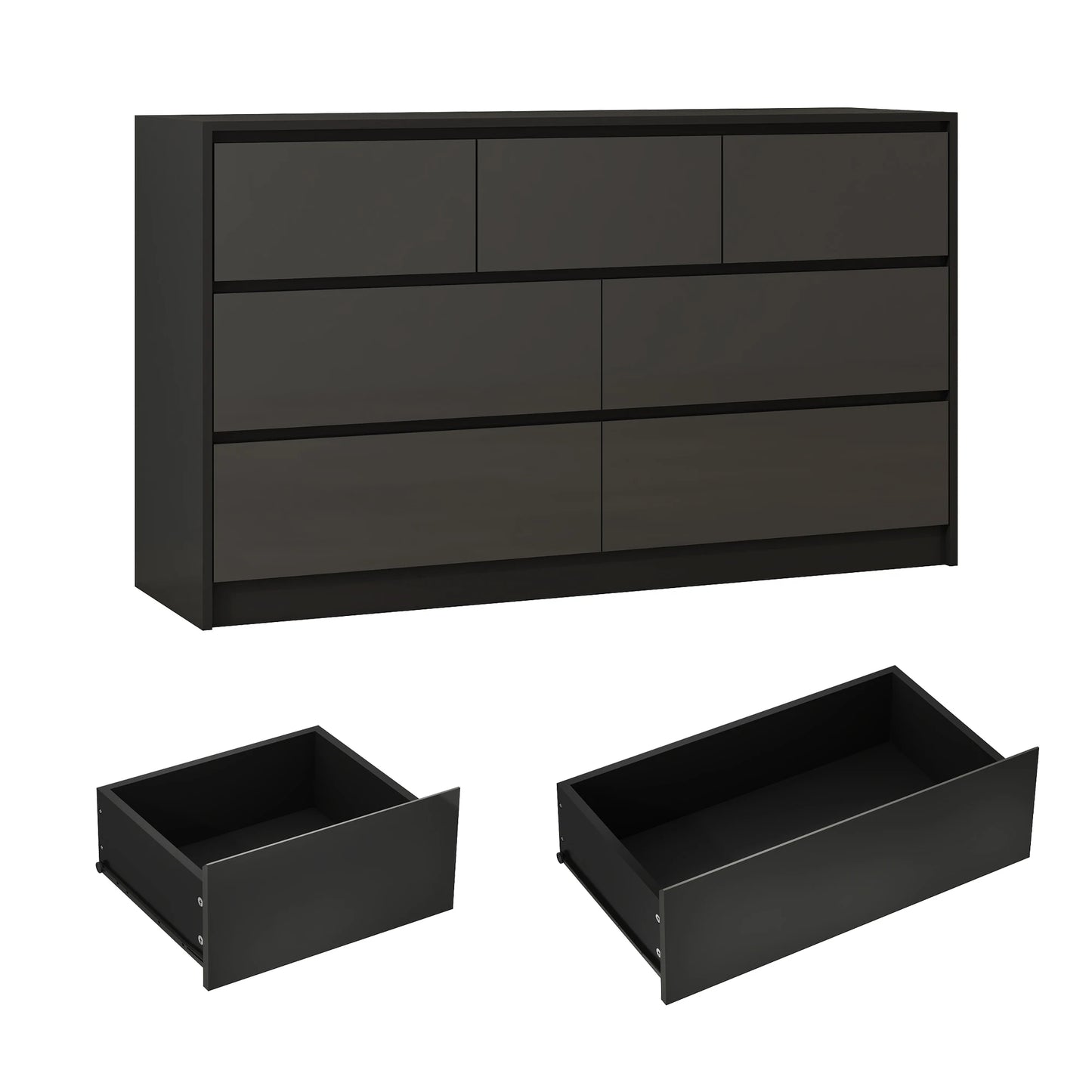 QiaoShiRen 7-Drawer Dresser Modern Wood Chest With High Gloss Drawers