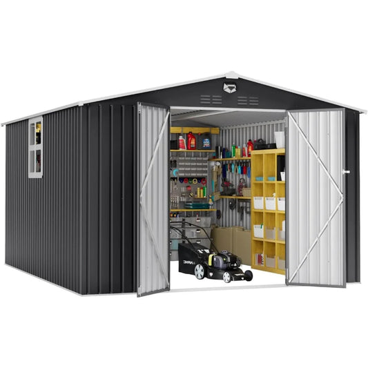 Softkiss World Metal Outdoor Storage Shed With Lockable Doors