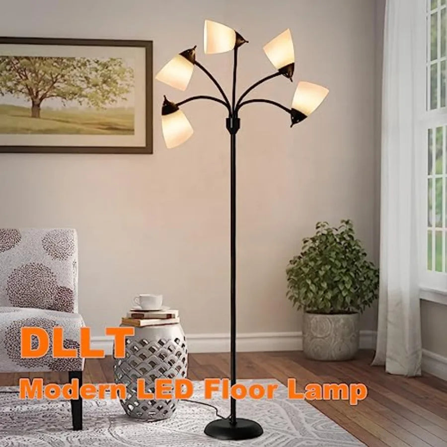 Tall Floor Lamp With Flexible Gooseneck For Home Office