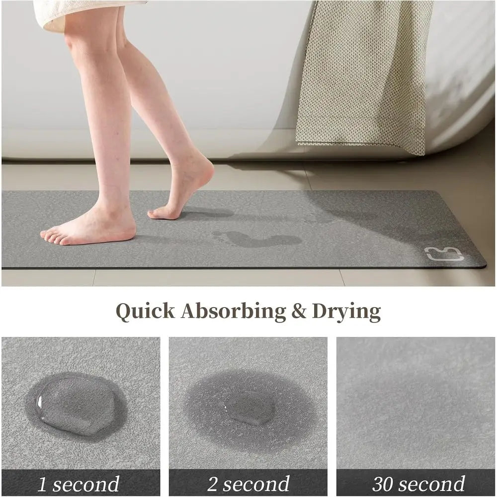 Absorbent Diatomite Stone Bath Mat Non Slip Rubber Backed