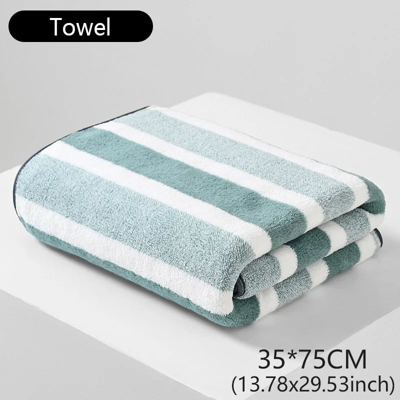 SHFY Coral Velvet Stripe Towel Set Absorbent Bath Hair Towels