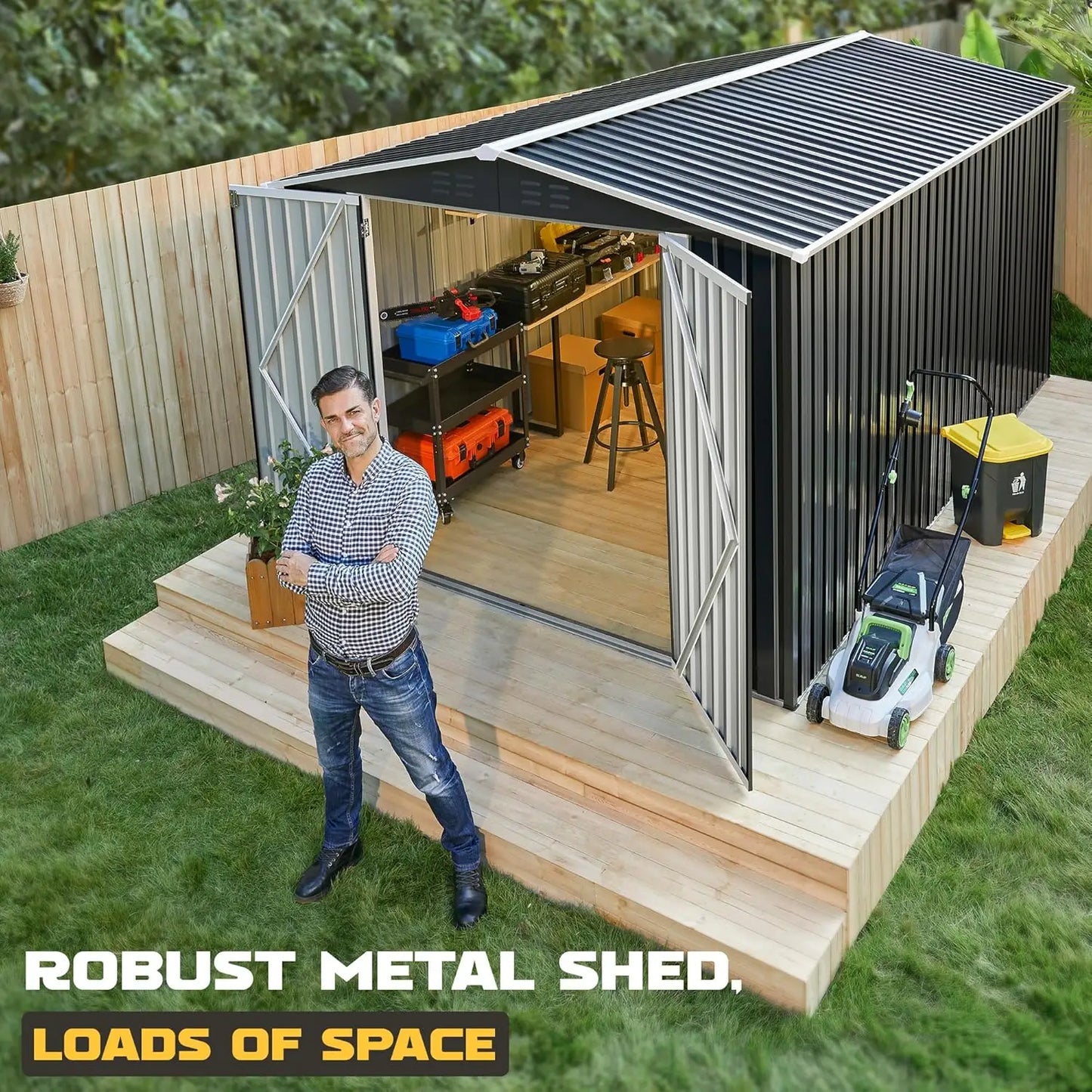 Metal Outdoor Storage Shed With Reinforced Frame Waterproof