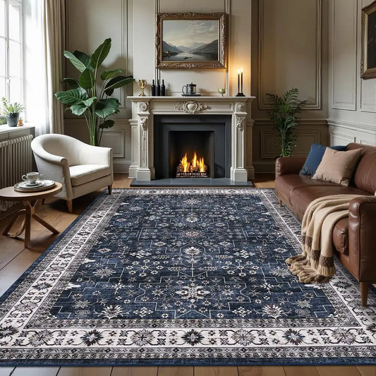 Vintage Tribal Area Rug Washable With Non Slip Backing Indoor