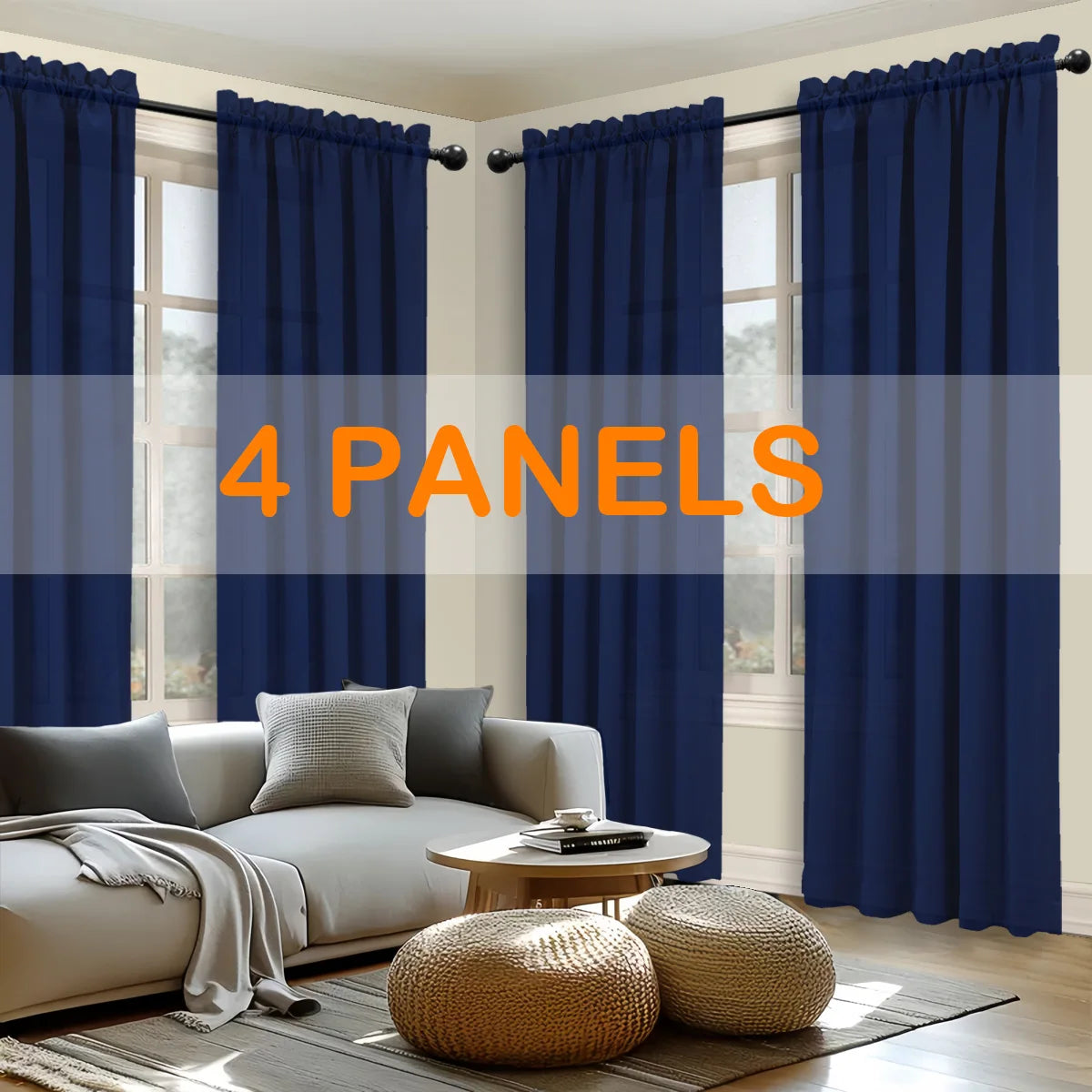 Sabalonica Light Filtering Curtains 4 Pack Fade Resistant Rod Pocket