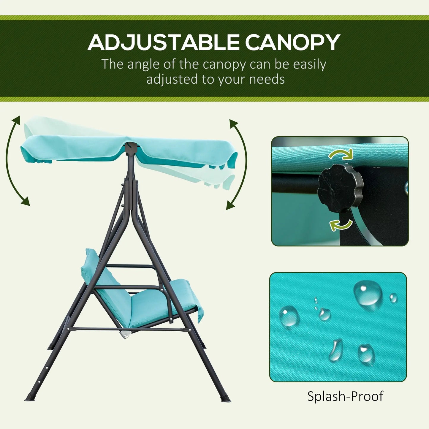 Outsunny 3-Seat Porch Swing Hammock Bench With Adjustable Canopy