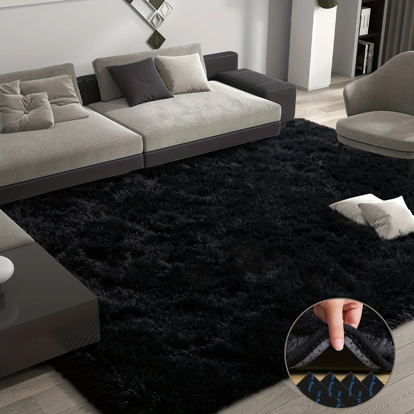Geometric Aubusson Plush Area Rug Polyester Bedroom Decor
