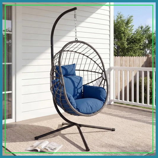 Hanging Egg Chair With Stand 350 Lb Capacity PE Rattan