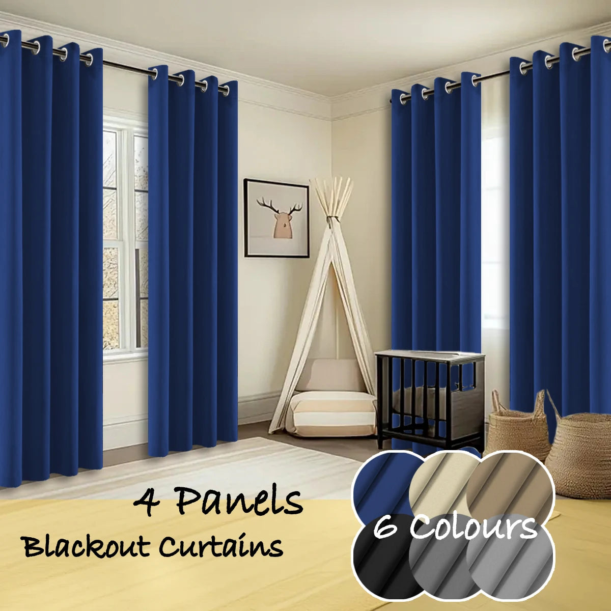 Thermal Insulated Blackout Curtains 4 Panels For Living Room