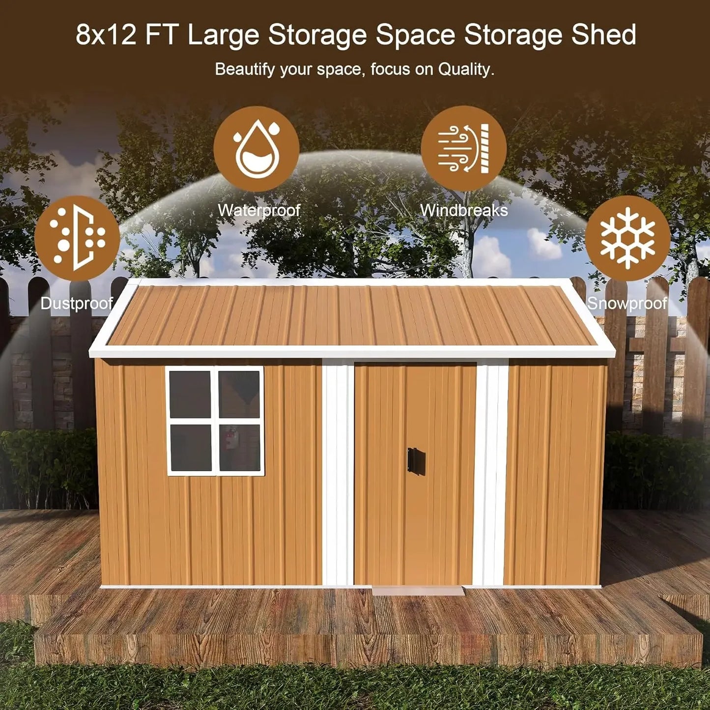 Metal Outdoor Storage Shed With Windows Door Ventilation Heavy Duty