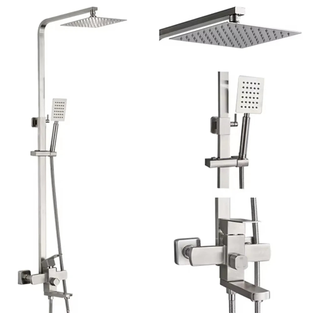 Shinesia Black Luxury Wall Mounted Shower Faucet Set With Swivel