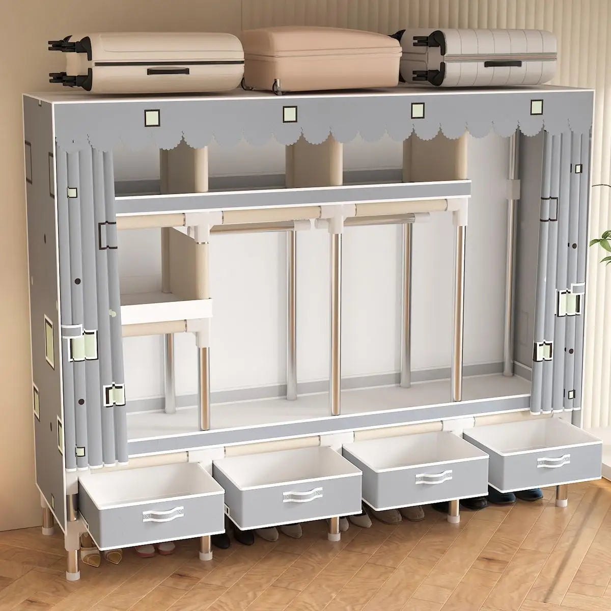 ArluKin Walk-In Closet With Drawers And Dust Cover