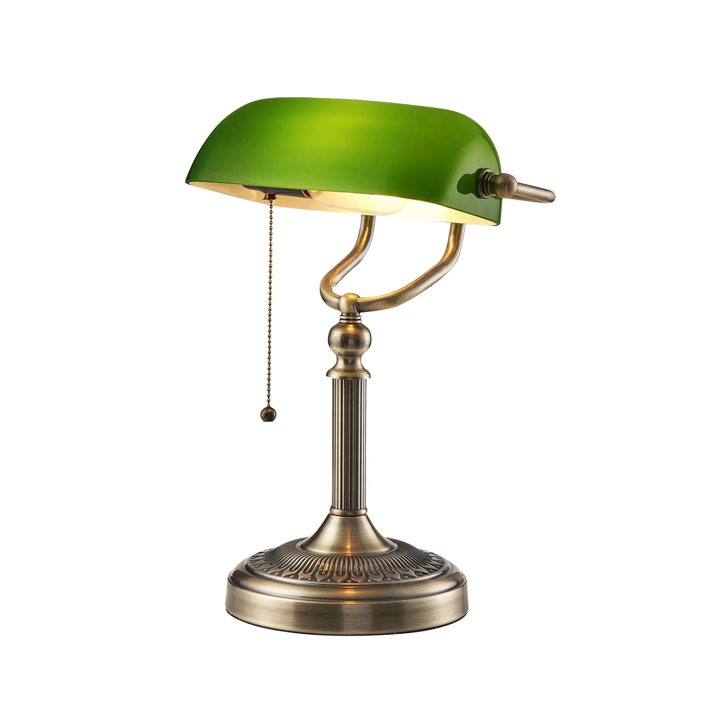 Newrays Glass Banker Lamp With Zipper Switch Plug In E27